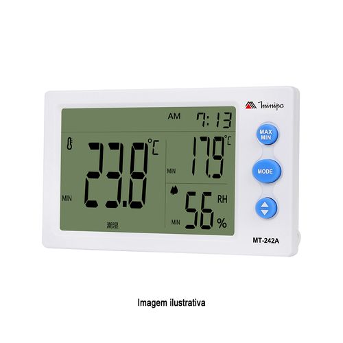 Termohigrômetro Temperatura -10 a 50°C Umidade 10 a 90% 1 Canal Minipa MT-242A