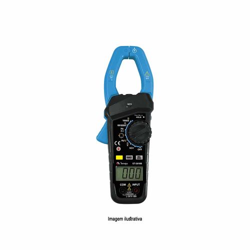 Alicate Amperímetro 60 a 1000A AC/DC Tensão 6 a 600V AC/DC Capacitância 40nF a 4000uF Frequência 40 a 999,99Hz Minipa ET-3810B