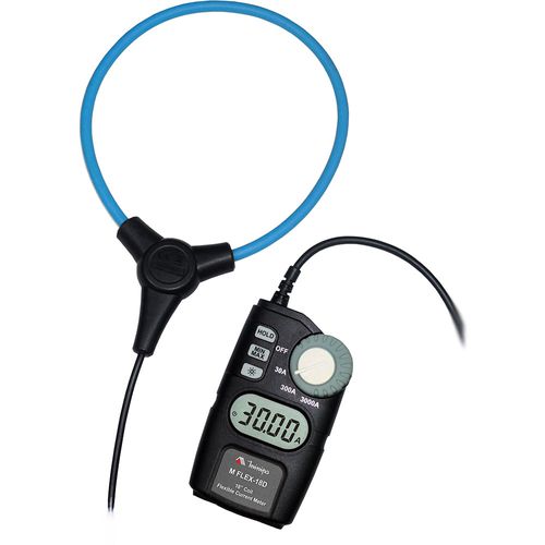 Amperímetro digital com garra flexível display 4 digito corrente AC 30/300/3000 A Resolução 10 m/100 m/1 A precisão 3% CAT IV 600V Minipa M FLEX-18D