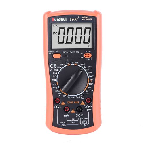 Multímetro digital tensão corr resistência capacitância temp RMS display 1999 Victor-Ruoshui 890C+