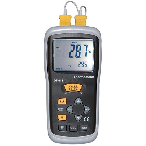Termômetro Digital Faixa -200 a 1352°C Resolução 0,1°C Termopar Tipo K Duplo Função SCAN Novotest.br DT-613