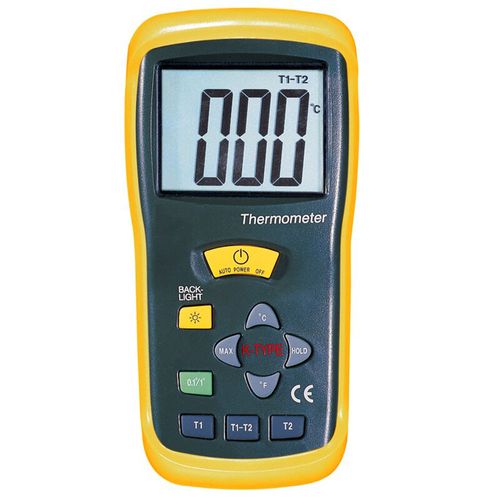 Termômetro Digital Faixa 50 °C a 1300 °C Res. 0,1°C Termopar Tipo K Duplo Função SCAN Novotest.br DT-612