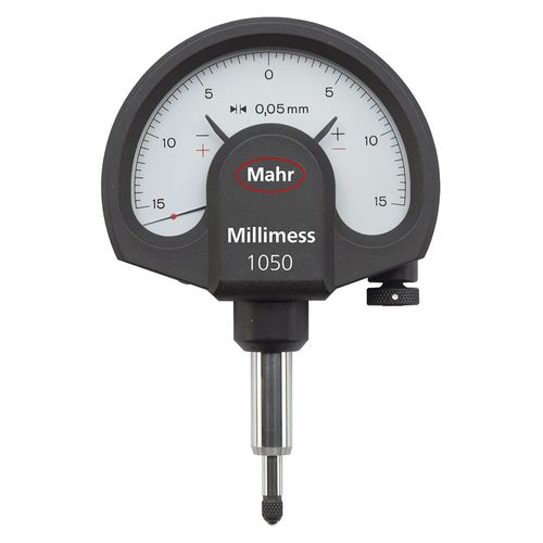 Relógio comparador mecânico Millimess 1050 modelo padrão incluso estojo e relatório de teste resolução de 0,05 mm Mahr 4330000