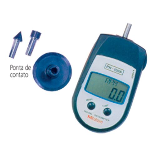 Tacômetro digital com contato display LCD 1-25000 RPM velocidade linear 0,1-3800m/mm Mitutoyo 982-551