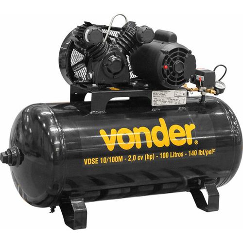 Compressor de ar monofásico 2,0 CV (hp) 100 litros 140 lbf/pol² 127/220 V 6829610122 VONDER VDSE 10/100M