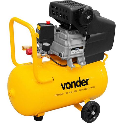 Motocompressor de ar 120 lbf/pol² - 6,5 pcm 25 litros 2 HP 127 V 60 HZ 6828025127 VONDER MCV 25