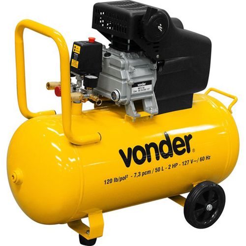Motocompressor de ar 120 lbf/pol² - 7,3 pcm 50 litros 2 HP 220 V 60 Hz 6828050220 VONDER MCV 50 - 220v
