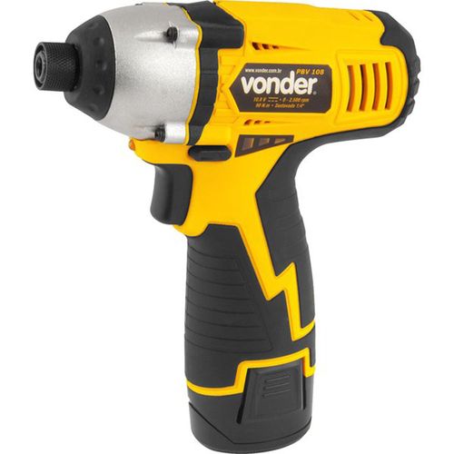 Parafusadeira a bateria com impacto 10,8 V carregador bivolt automático 6001000108 VONDER PBV 108