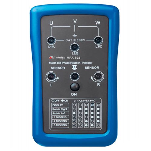 Fasímetro LCD Tensão 690V Frequência 400Hz CAT III 600V Sequência Minipa MFA-862