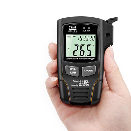 Datalogger temperatura -40 a 70 °C umidade 0 a 100% RH atende normas RDC304, RDC360 e RDC430 Novotest.br BY CEM DT-172