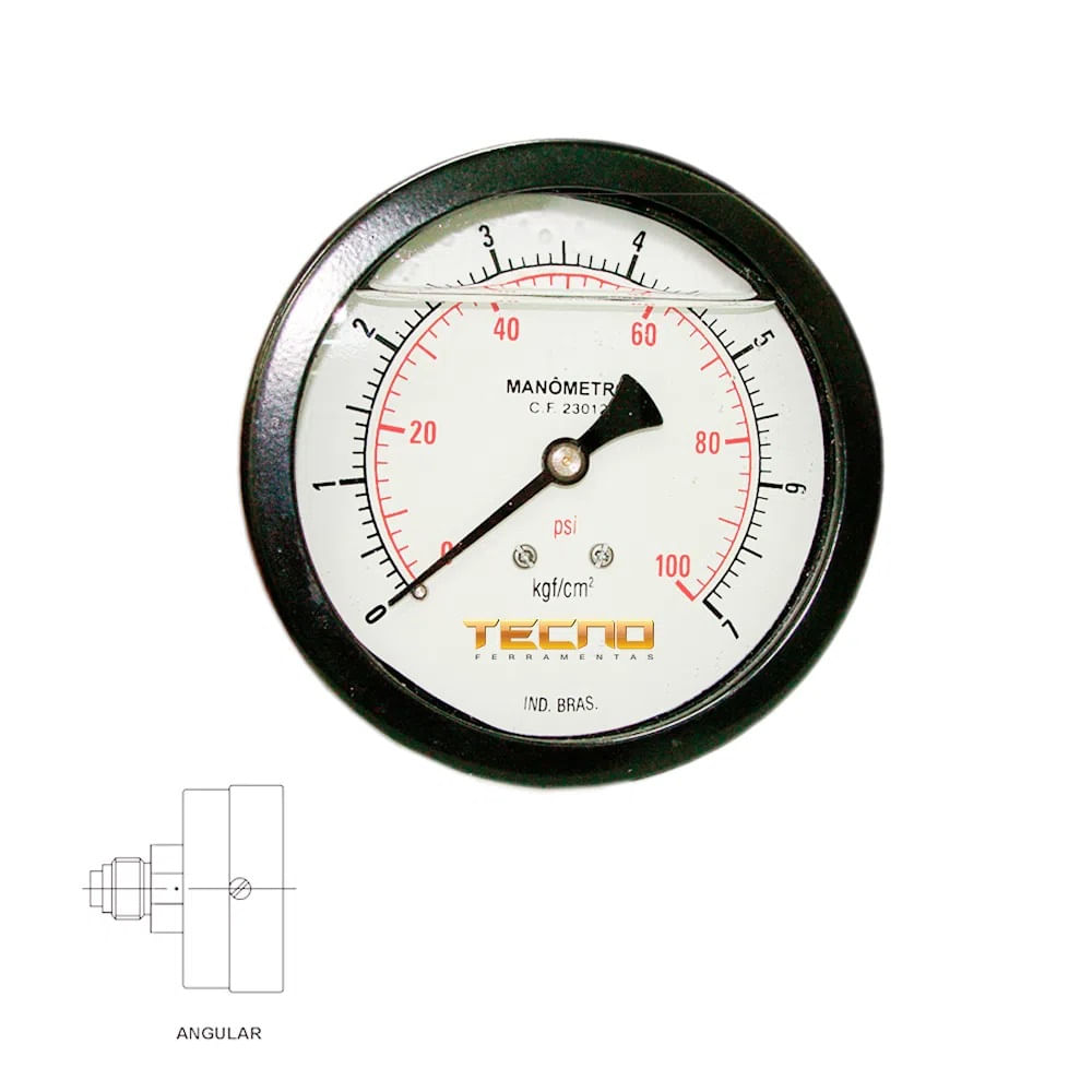 Manômetro Caixa Aço Carbono Interno De Latão Glicerinado Ø100mm Classe ...