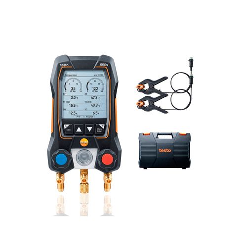 Manifold digital inteligente com sondas de temperatura com grampo de cabo fixo ref. 0564 5501 Testo 550s-Kit-básico