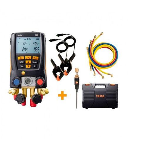 Manômetro Digital 4 mangueiras Manifold 2 sondas Temperatura 1 sonda Vácuo TESTO ref. 0563 2557 TESTO 557 KIT