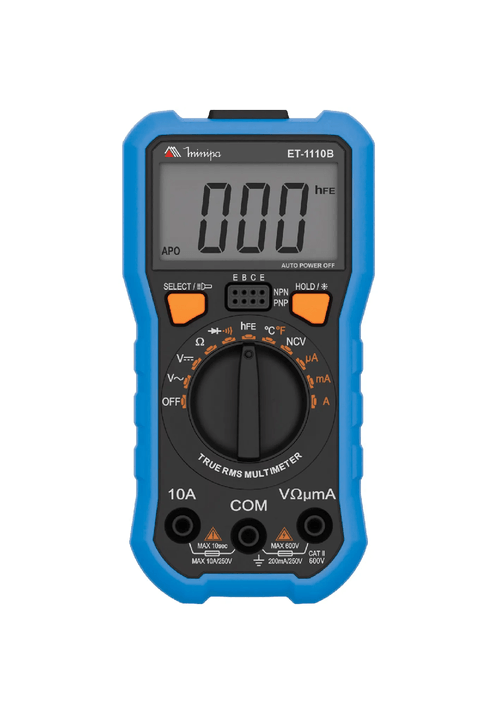 Multímetro Digital Data Hold Tensão AC/DC Corrente AC/DC Função NCV Detecta Tensão Sem Contato Teste hFE Minipa ET-1110B