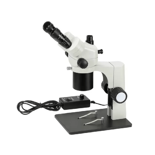 Microscópio Estéreo Trinocular com Iluminação Coaxial LED de Alto Contraste com Ampliação 18X ~ 65X NOVOTEST.BR iStereo-116TC