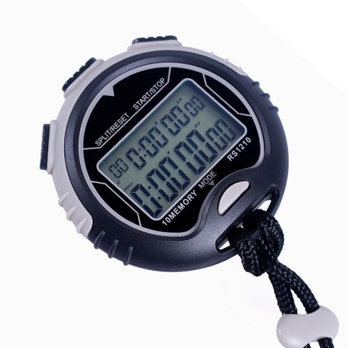 Cronômetro Digital 1/100 Segundos à Prova D'Água Com Funções Timer Memória Relógio Calendário e Alarme NOVOTEST.BR RS-1210