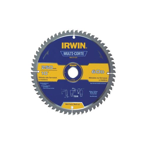 Serra Circular Multi Corte Dentes de Metal Duro Reafiáveis 250 mm X 60D X 30 mm IRWIN 15198