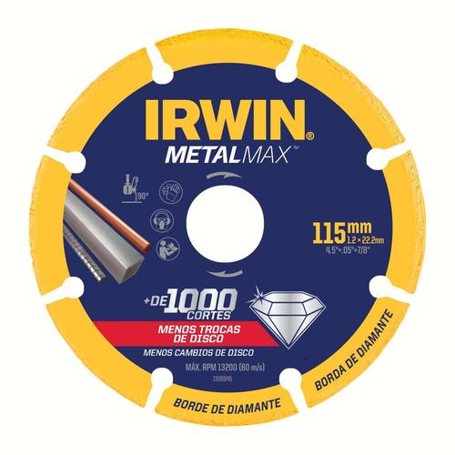Disco Corte Metalma X 110mm 4-3/8´´ Vida Útil 30x Banda de Corte Diamantada IRWIN 1998844