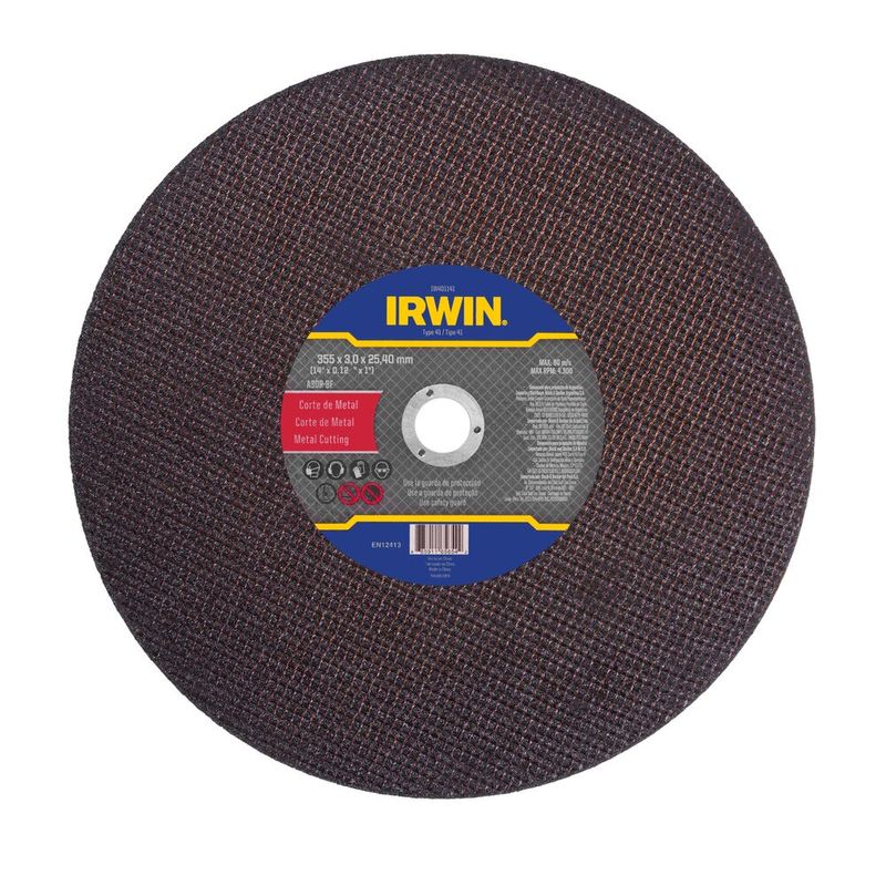Disco de Corte Alto Desempenho Metal 12´´ X 3,0 mm X 1´´ IRWIN IW401121