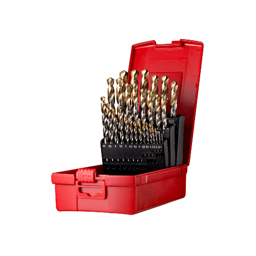 Jogo de Broca Pontas revestidas com Titânio HSS A002 29pçs 1.0 mm a 13.0 mm passo 0.5 mm + 3.3 mm 4.2 mm 6.8 mm 10.2 mm Dormer A095206