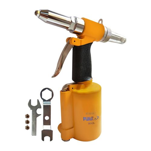 Rebitador Pneumático Rebite Alumínio POP Capacidade até 3/16'' Tração 1,219Kgf Entrada de Ar 1/4'' NPT Pressão de Trabalho 90PSI Puma AT6015A