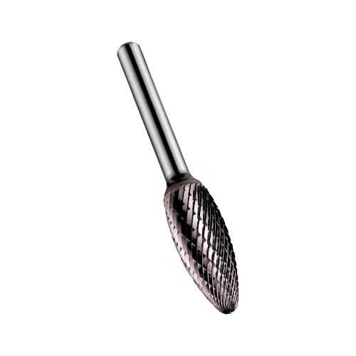 Lima Rotativa Metal Duro TiAlN Labareda formato H 12,7mm p/ preparação de solda aço inoxidável, ferro fundido, ligas cobre Dormer P815C12.7X6.0