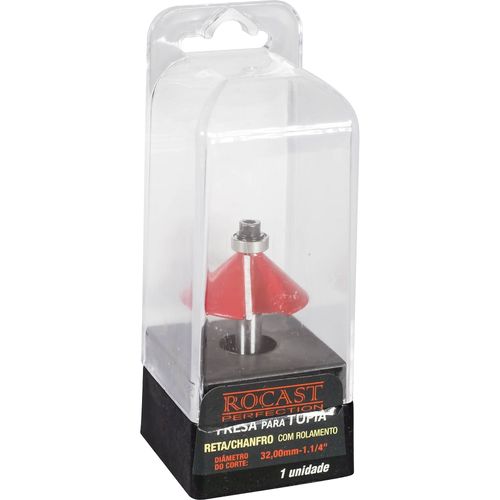 Fresa para tupia Moldura reta / chanfro - com rolamento 1/2” x 1/4” Rocast 91,0013
