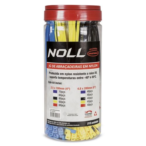 Jogo de abraçadeiras em nylon 2.5x100 mm e 4.8 x 200 mm 510 pçs Noll 80,0021