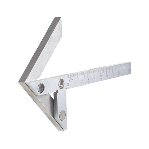 Esquadro de centro Aço inox com cromo acetinado DIN875/2 100x70mm 45° com régua graduada Werka 250-1556