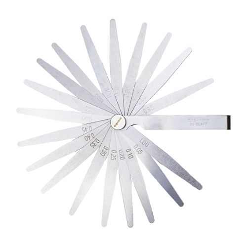 Calibrador de folga tipo pente em aço temperado 100mm de comprimento Faixa 0,05-1,00mm 20 lâminas Werka 260-2508