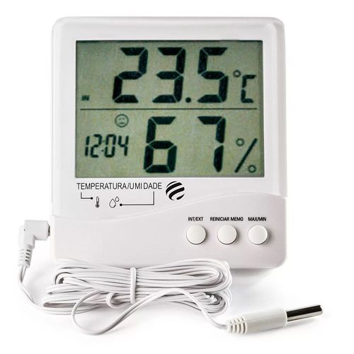 Termo-Higrômetro Digital Temperatura Interna e Externa e Umidade Interna Incoterm 7663.02.0.00