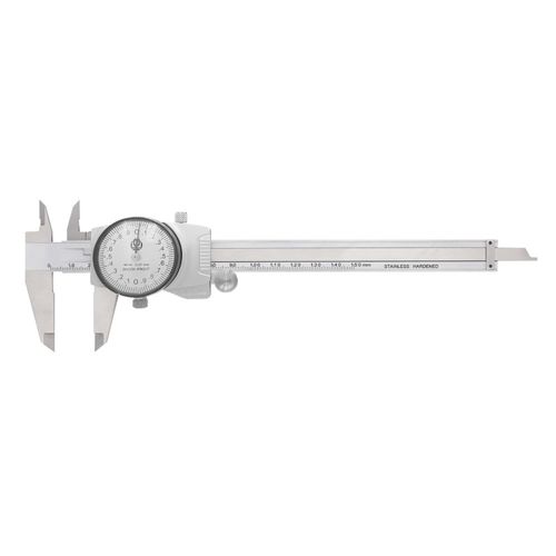 Paquímetro com relógio 0-150mm resolução 0.02mm precisão 0.02mm DIN862 a prova de choque com ajuste fino Werka 2305-150