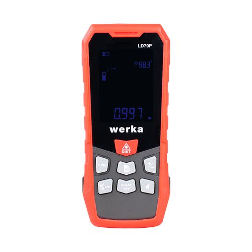 Trena laser 0.05-70m resolução 0.001mm precisão ±2mm IP65 nivelamento automático tela colorida Werka 526-070