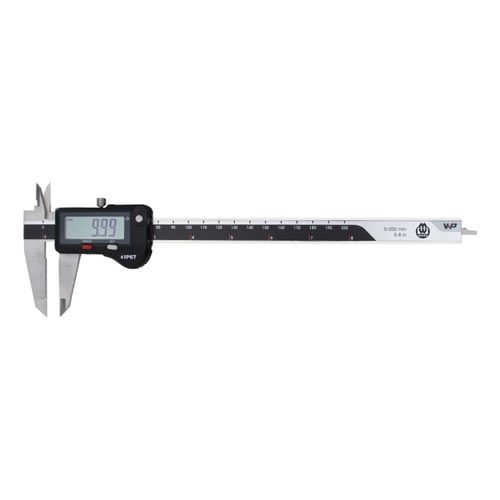 Paquímetro digital 0-200mm/0-8'' Res. 0.01mm/0.00005'' design ergonômico IP67 ABS Saída de dados DIN862 Werka 2240-200D