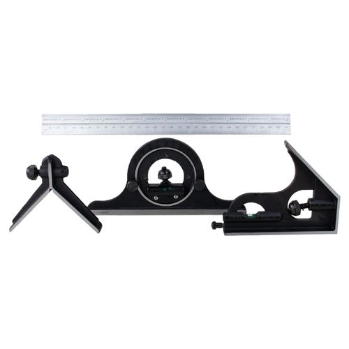 Esquadro combinado em ferro fundido com régua de aço inox graduação dupla mm/pol 0-300mm/0-12'' Werka 240-0733