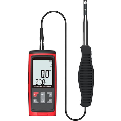 Anemômetro de fio quente 0~30m/s velocidade, temperatura e fluxo USB haste retrátil com retenção de dados Novotest.br GT8916