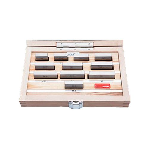 Conjunto de bloco padrão 25-50mm para calibração de micrômetros externos 11 peças classe 1 feito em aço endurecido DIN EN ISO 3650 Werka 280-5332