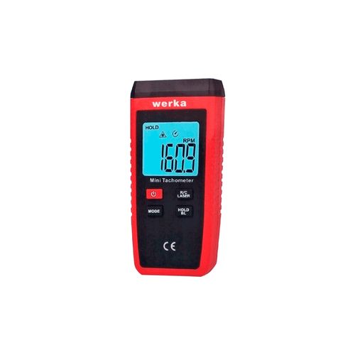 Mini tacômetro digital sem contato 10-99999RPM faixa automática max/min retenção de dados Werka 527-201