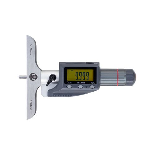 Micrômetro digital de profundidade 0-150mm/6’’ resolução 0.001mm/0.00005’’ precisão 0.003mm IP54 limitador de tolerância saída de dados Werka 217-6254