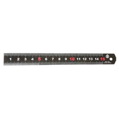 Escala de aço 15 centímetros seção 13x1mm em óxido preto marcado a laser Werka 6601-15B