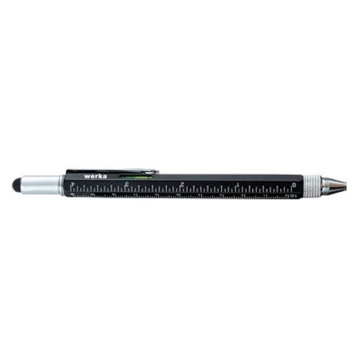 Caneta multifuncional 6 em 1 preta 150mm nível chave de fenda e cruzada régua Werka 6601-15B