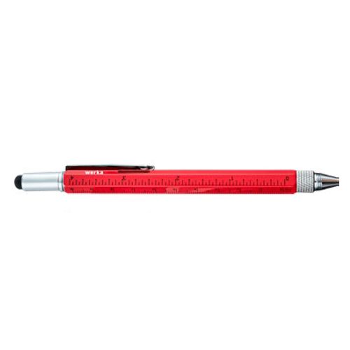 Caneta multifuncional 6 em 1 vermelha 150mm nível chave de fenda e cruzada régua Werka 6601-15R