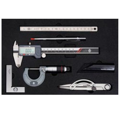 Kit de medição 7 peças com Compasso paquímetro digital micrômetro régua de fio régua esquadro riscador Werka 2701-7D