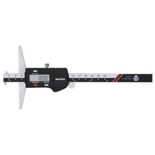 Paquímetro digital de profundidade com gancho 0-150mm resolução 0.01mm base 100mm visor grande Werka 2248-150
