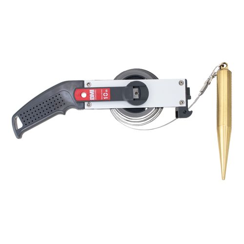 Trena de Profundidade 10 Metros com Prumo N.11 Cônico de latão Fita Inox 13mm Corpo em alumínio Fabricada na Alemanha BMI 509014010L
