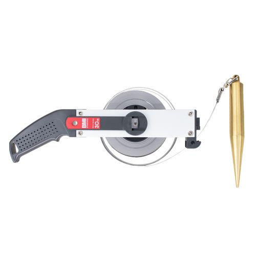 Trena de Profundidade 30 Metros com Prumo N.11 Cônico de latão Fita Inox 13mm Corpo em alumínio Fabricada na Alemanha BMI 509024030L