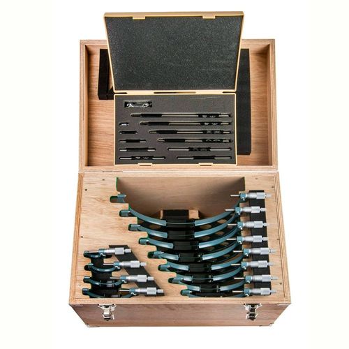 Conjunto de micrômetros externos com catraca 0-300mm resolução 0,01mm (conjunto de 12 peças) Mitutoyo 103-914-31