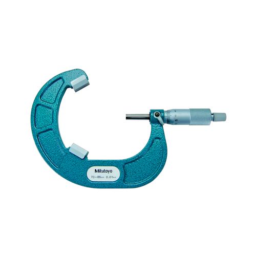 Micrômetro Externo 70-85mm resolução 0,01mm Batente em V 60° para ferramentas com 3 canais Mitutoyo 114-106