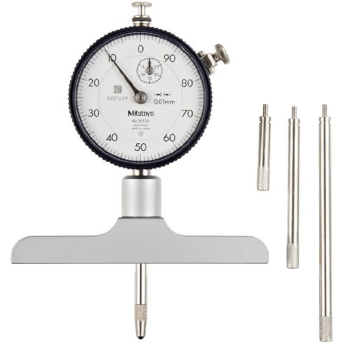 Medidor de Profundidade Base 101mm e Pontas Intercambiaveis 0-210mm 0,01mm Hastes de Extensão 30,60,90mm Mitutoyo 7214