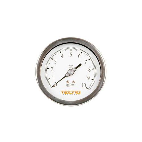 Manômetro Caixa Aço Inox Interno de Latão Ø50mm Classe B Escala Dupla 0 a 28kgf/cm² Rosca 1/8"NPT Angular Novotest.br TECN-600.50A28